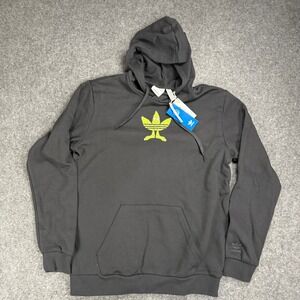 Adidas Originals Hoodie Men M Black Graphic Trefoil Pullover NWT